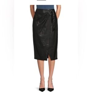 NWT Tahari Faux Leather Wrap Midi Skirt | Size 10
